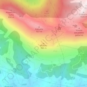 Mappa topografica Makola, altitudine, rilievo