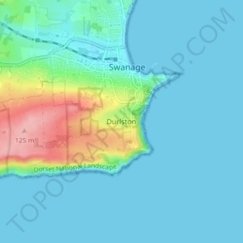 Mappa topografica Durlston, altitudine, rilievo