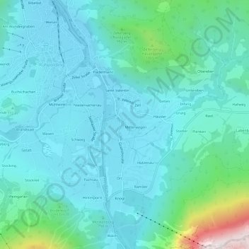 Mappa topografica Grashof, altitudine, rilievo