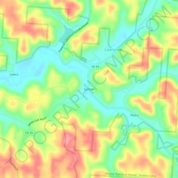 Mappa topografica Lisman, altitudine, rilievo