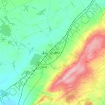 Mappa topografica Laurencekirk, altitudine, rilievo