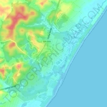 Mappa topografica Imbassaí, altitudine, rilievo