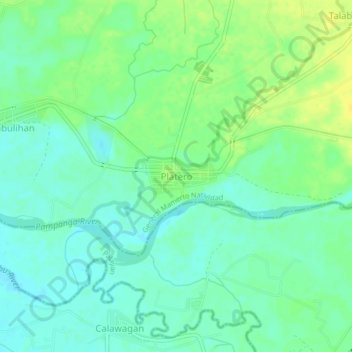 Mappa topografica Platero, altitudine, rilievo