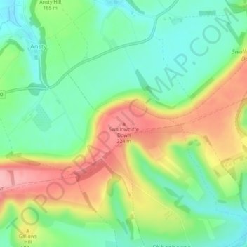 Mappa topografica Swallowcliffe Down, altitudine, rilievo