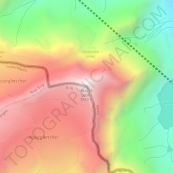 Mappa topografica Monte Leone, altitudine, rilievo