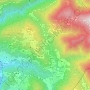 Mappa topografica Due Cossani, altitudine, rilievo