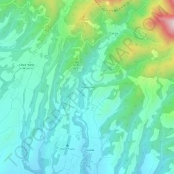 Mappa topografica Molezzano, altitudine, rilievo