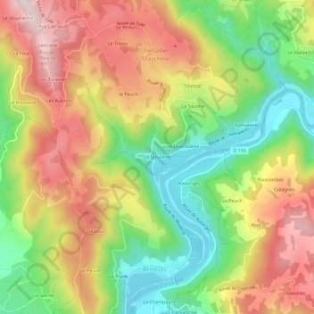 Mappa topografica Le Moulinot, altitudine, rilievo