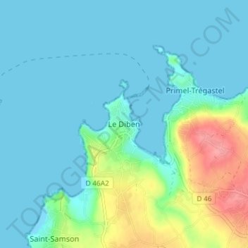 Mappa topografica Le Diben, altitudine, rilievo