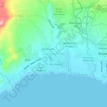 Mappa topografica Santo Domingo, altitudine, rilievo
