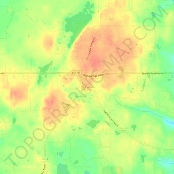 Mappa topografica Scandia, altitudine, rilievo