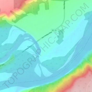 Mappa topografica Attachie, altitudine, rilievo
