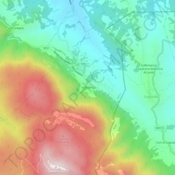 Mappa topografica Vasciano, altitudine, rilievo