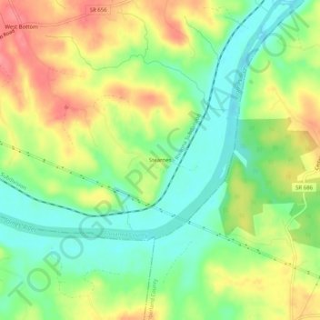 Mappa topografica Stearnes, altitudine, rilievo