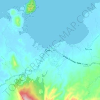 Mappa topografica Quezon, altitudine, rilievo