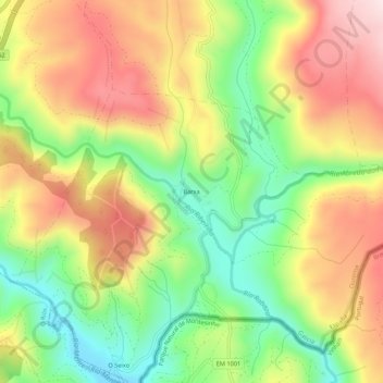 Mappa topografica Barxa, altitudine, rilievo