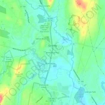 Mappa topografica Windmill Springs, altitudine, rilievo