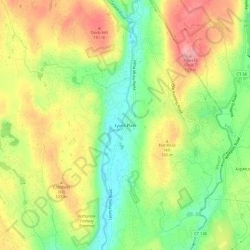 Mappa topografica Lyons Plain, altitudine, rilievo