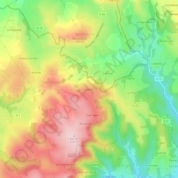 Mappa topografica Cagnac, altitudine, rilievo