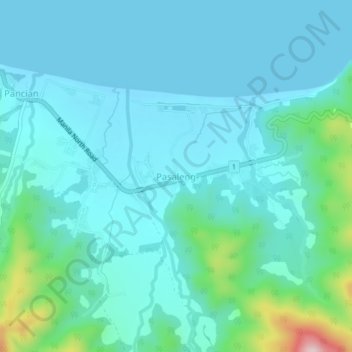 Mappa topografica Pasaleng, altitudine, rilievo