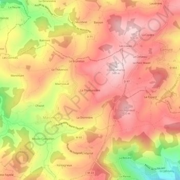 Mappa topografica La Thomassière, altitudine, rilievo