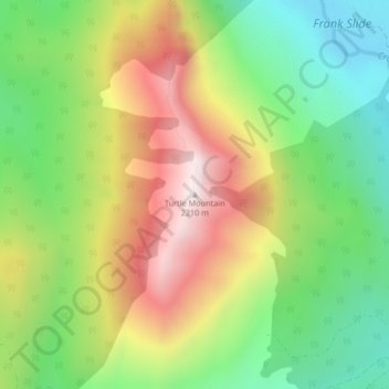 Mappa topografica Turtle Mountain, altitudine, rilievo