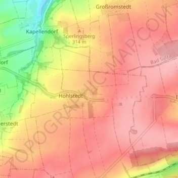 Mappa topografica Kötschau, altitudine, rilievo