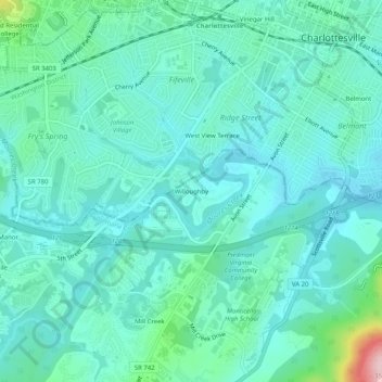Mappa topografica Willoughby, altitudine, rilievo