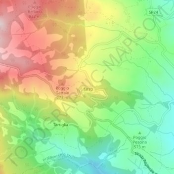 Mappa topografica Scarpaccia, altitudine, rilievo