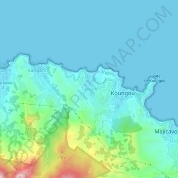 Mappa topografica Trévani, altitudine, rilievo
