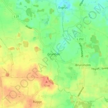 Mappa topografica Grünholz, altitudine, rilievo