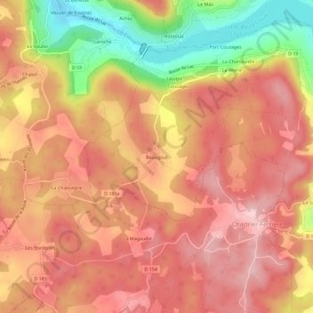 Mappa topografica Beaugout, altitudine, rilievo