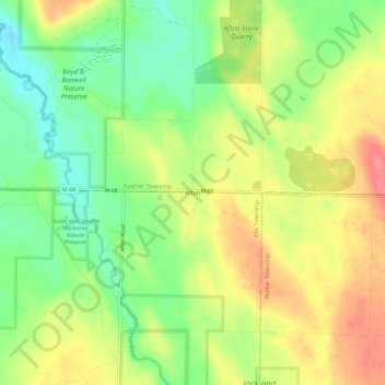 Mappa topografica Afton, altitudine, rilievo