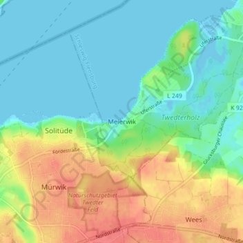 Mappa topografica Meierwik, altitudine, rilievo