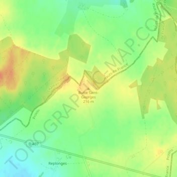 Mappa topografica Butte Saint-Georges, altitudine, rilievo