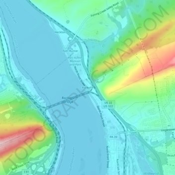 Mappa topografica Rockville, altitudine, rilievo