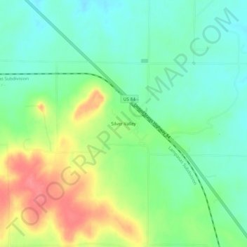 Mappa topografica Silver Valley, altitudine, rilievo