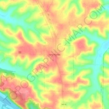 Mappa topografica Saint Thomas, altitudine, rilievo