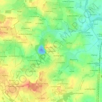 Mappa topografica La Gaudière, altitudine, rilievo