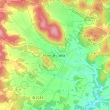 Mappa topografica Hörmannsdorf, altitudine, rilievo