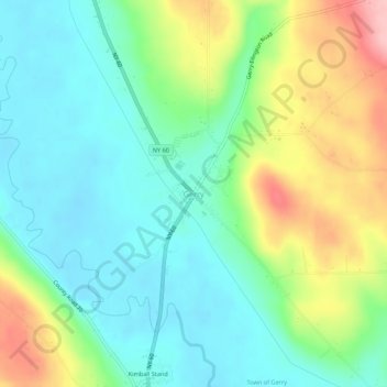 Mappa topografica Gerry, altitudine, rilievo