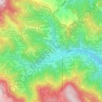 Mappa topografica Tezzetta, altitudine, rilievo