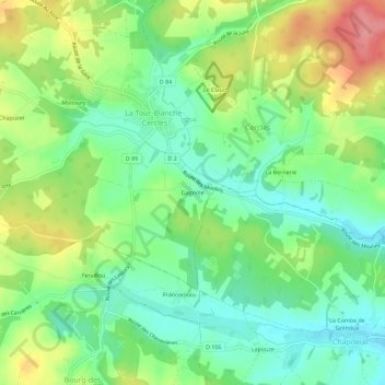 Mappa topografica Gagnole, altitudine, rilievo