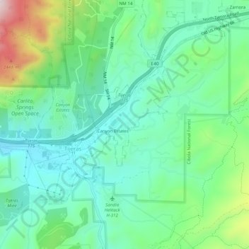 Mappa topografica Primera Agua, altitudine, rilievo