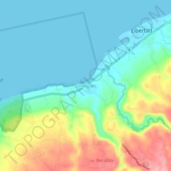 Mappa topografica Gimaylan, altitudine, rilievo