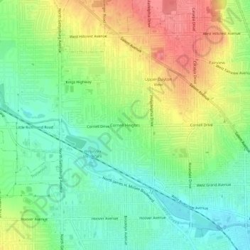 Mappa topografica Cornell Heights, altitudine, rilievo