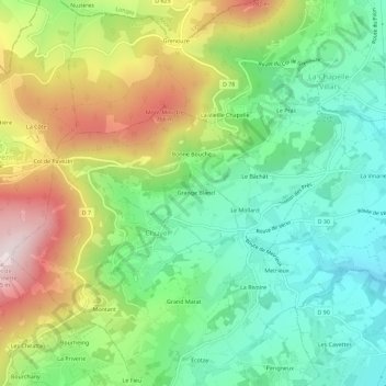 Mappa topografica Grange Blanche, altitudine, rilievo