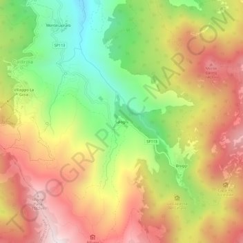 Mappa topografica Salogni, altitudine, rilievo