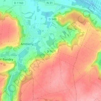 Mappa topografica Hignières, altitudine, rilievo