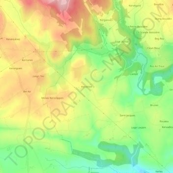 Mappa topografica Kerzeniel, altitudine, rilievo